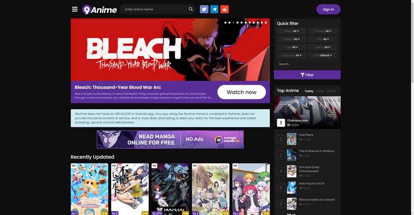 Anime Streaming Site 9anime