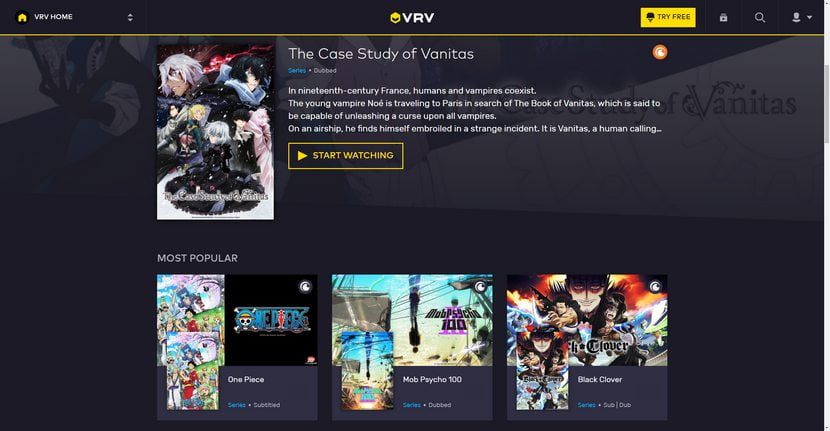 Anime Streaming Site VRV
