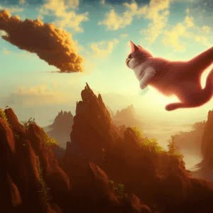 AI Generated Art Example: Cat in the Sky