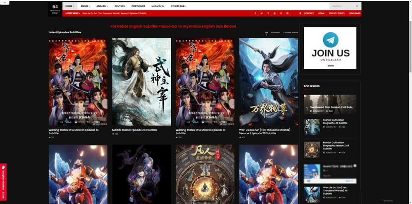 Chinese Anime Site KungfuTV