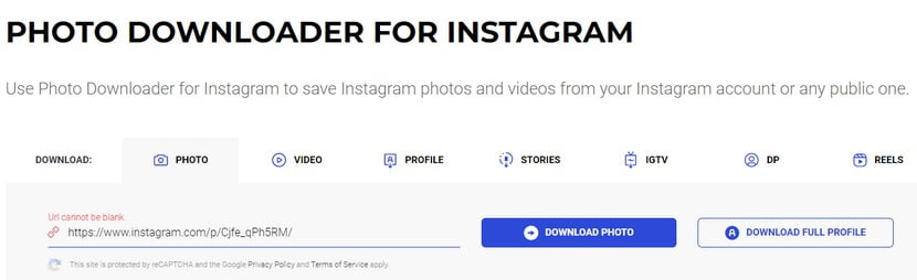 Paste the Copied Instagram URL into Inflact