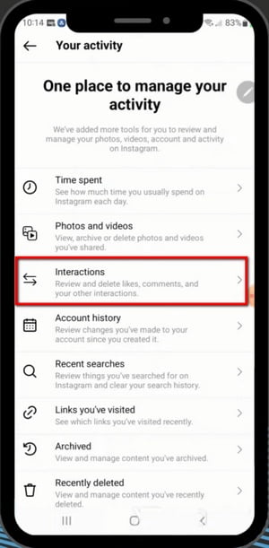 Check Interactions in Instagram Activities