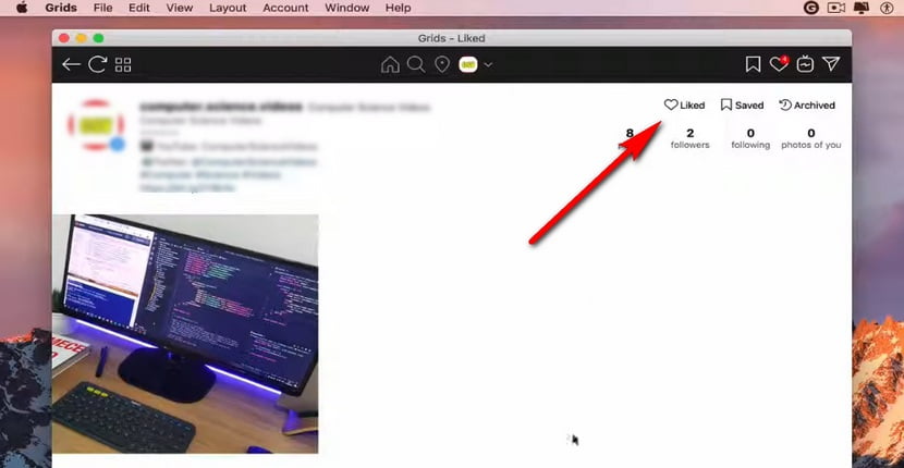 Viewing Liked Instagram Posts on Computers Using Grids