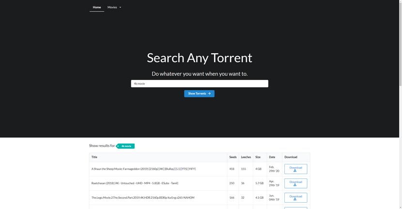 4K Movies Torrent Website Torrentz2