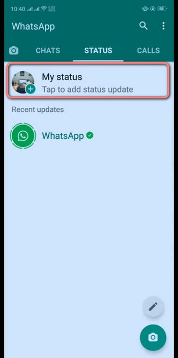 Add a New Status Update in Whatsapp