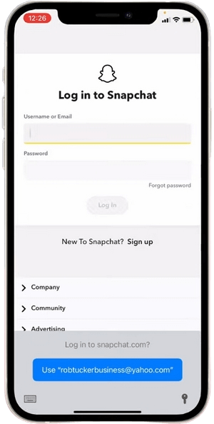 Log into Snapchat Support