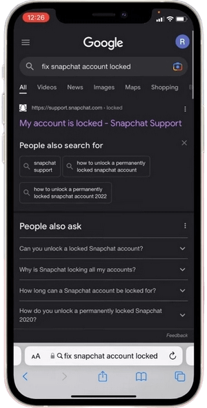 Seach Fix Snapchat Account Locked on Google