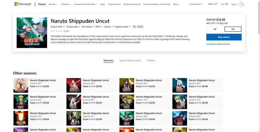 Microsoft Store: Watch Naruto Shippuden Dubbed