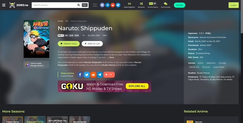 Zoro.to: Watch Naruto Shippuden Dubbed
