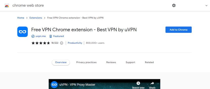 Add Free VPN from Chrome Web Store