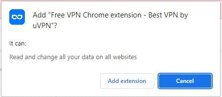 Confirm Adding Free VPN Extension