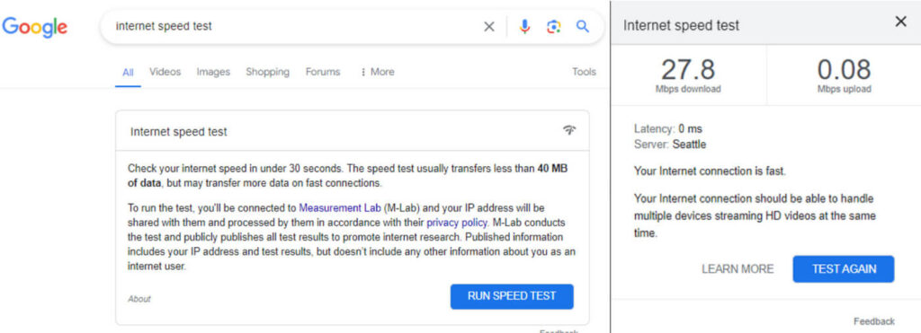 Run an Internet Speed Test