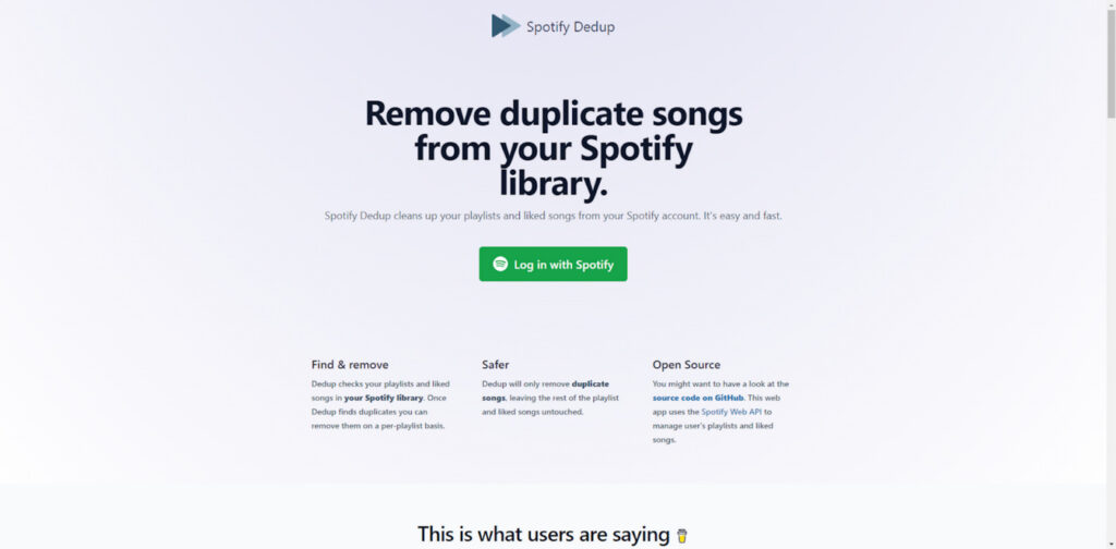 Spotify Dedup Website